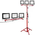 Vevor LED-arbeidslampe med stativ, 15000 lumen, bærbar campinglampe med tre hoder og individuell bryter, stativ, 3,3 m strømledning, for innendørs utendørs arbeidsplass, IP65 vanntett