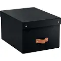 Leitz Puro opbevaringsboks med låg, medium, 17 L, 100% recirkuleret karton, pakke a 2 stk Sort
