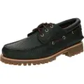 Timberland for man. TB0A2PDQEEQ1 Dark green leather boat shoes with 3 eyelets stitched on (45 W), Brown, Flat, Laces, Casual