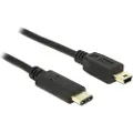 DeLOCK - USB-kabel - 24 pin USB-C (hann) til mini-USB Type B (hann) - USB 2.0 - 500 mA - 50 cm - svart