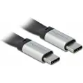 DeLOCK - USB-kabel - 24 pin USB-C (hann) til 24 pin USB-C (hann) - USB 3.2 Gen 2 - 3 A - 22 cm - svart, sølv