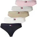 Tommy Hilfiger for woman. UW0UW05642 Set of 5 thongs with multicolour logo on waistband (S), Homewear, Multicolor, Cotton