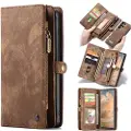CASEME 2-i-1 Multifunksjonell Samsung Galaxy S22 Ultra 5G Lommebok-deksel - Brun