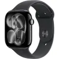 Apple Watch Series 11 GPS + Cellular 46mm Jet Black Aluminium Case with Black Sport Band - M/L