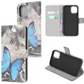 Mtp Products Style-serien iPhone 13 Mini Lommebok-deksel - Blå Sommerfugl
