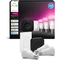 Philips Hue White and Color Ambiance startsett - 3 x E27-pærer (1100 lm) + dimmer + Bridge Pro