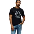 Psycho Bunny for man. MT0200070 T-shirt logo brand black (S), Casual, Cotton, Short sleeve