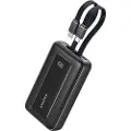 Anker Powerbank (10K 30W Innebygd USB-C+Lightning-kabel), Svart Nødlader - Svart - 10000 mAh