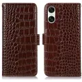 Mtp Products Sony Xperia 10 VI Crocodile Series Lommebok-deksel i Lær med RFID - Brun