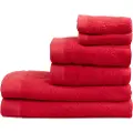 Borg Håndklepakke med 6 stk. - 100% Myk bomull med høy absorberingsevne - Røde håndklær fra danske