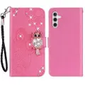 Mtp Products Samsung Galaxy A25 Uggle Rhinestone Lommebok-deksel - Varm Rosa