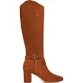 Ralph Lauren for woman. 802967843002 Kellie high boots in suede with brown heels (35), Leather, 5 to 8 cm, Zip, Casual