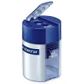 Staedtler - Blyantspisser med beholder - 2 hull - blå/sølv - metall, polystyren
