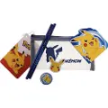 Euromic POKÉMON Filled MESH pencil pouch w/stationery articles: 2 triangular pencils 1 round sharpener 1 shaped eraser 1 shaped memo pad. Size of pencil pouch L 20 cm H 9.5 cm