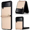 Mtp Products Samsung Galaxy Z Flip3 5G Deksel med Stropp - Carbon Fiber - Gull