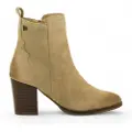 Mustang for woman. 59807 Beige Jolie Leather Ankle Boots (37), 5 to 8 cm, Zip, Casual