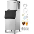Vevor kommersiell ismaskin, 181,4 kg/24 timer ismaskin med 136 kg stor oppbevaringsbeholder, automatisk selvrensende ismaskin med berøringsskjerm for bar, kafé, restaurant, bedrift, kommersiell