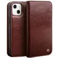 Qialino Classic iPhone 14 Plus Lommebok-deksel I Lær - Brun