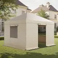 Vevor vinterpaviljongtrekk passer til 3,07 x 3,67 m hardtop-paviljonger, allværspaviljongtrekk med sidevegger og vinduer, høydensitets PE-materiale, lukkede oppbevaringstak, paviljonger ikke inkludert