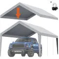 Vevor Carport-utskiftbart kalesjetrekk 12 x 20 fot, garasjetakpresenning kraftig vanntett og UV-beskyttet, enkel installasjon med ballstrikk, grå (kun topptrekk, ramme ikke inkludert)