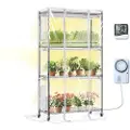 Vevor innendørs drivhus med vekstlys, 4 nivåer, 180 W LED-vekstlyshylle med lokk og timer, bærbart drivhusskap med 3 lysspektre, plantestativ for frøoppstart, 91 x 33 x 143 cm