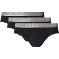 Emporio Armani for man. EM000258_AF10780 Set 3 Black Shiny Logo Briefs (M), Homewear, Cotton