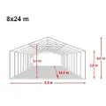 TOOLPORT 8x24 m lagertelt, PVC-presenning, hvit, med bunnramme, med statikk (betongunderlag)