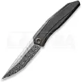 We Knife Cybernetic Damasteel, Black SW Ti w//Etching Pattern