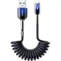 JOYROOM Krystallklar USB-kabel Spiral 3A USB til belysning 1,5 m - Svart