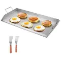 Vevor Rustfritt Stål Steketeppe, 32x16 Tommers Universal Flat Top Rektangulær Tallerken, Gassgrill Steketeppe for BBQ Grill, Teppanyaki, Bærbart Familie Kokekar med Håndtak, for Camping Tailgating Fes