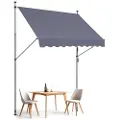 Vevor 98 x 47" uttrekkbar markise, markise med manuell sveiv, utendørs terrassetak, justerbar høyde fra 86 til 122 tommer, for terrasse/balkong/hage, mørkegrå