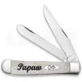 Case Cutlery Natural Bone Smooth Embellished Trapper in Gift Tin pocket knife