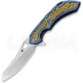 Olamic cutlery Wayfarer 247 Mouflon foldekniv, Blue/Gold Frame Story, Satin