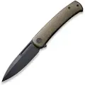 CIVIVI Caetus, Green Burlap Micarta, Black Stonewashed