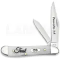 Case Cutlery Religious Sayings Embellished Smooth Natural Bone Peanut Trust pocket knife