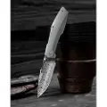Null Knives Raiden R2: Type S - Damasteel / Blasted foldekniv