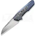 We Knife Falcaria, Blue Ti/Aluminum Foil CF, Satin