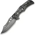 CIVIVI Biophase Damascus, Gray Aluminum/CF/Black G-10
