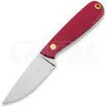 Brisa Necker 70 nakkekniv, Flat, red micarta, leather