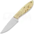Brisa Bobtail 80 kniv, curly birch, flat, leather