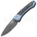 Lionsteel Twain - Damascus - Solid Ti Blue + Solid CF foldekniv