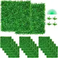 Vevor Kunstig Buksbompanel UV 48 stk kunstig hekk Kunstgress Bakgrunnsvegg 10X10" 4 cm buksbompaneler Falsk hekk for dekor Personvern Gjerde Innendørs Utendørs Hage Bakgård