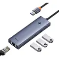 Baseus 4in1 Hub UltraJoy USB-A til USB 3.0 + RJ45 (mellomromgrå)