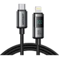 JOYROOM USB-C til belysningskabel 30W med digital skjerm 1,2 m - Svart