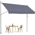 Vevor 157 x 47" uttrekkbar markise, markise med manuell sveiv, utendørs terrassetak, justerbar høyde fra 86 til 122 tommer, for terrasse/balkong/hage, mørkegrå