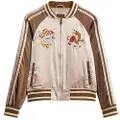 Superdry for woman. W5011953A Suikajan Bomber Embroidered brown (XS), Casual, Polyester