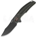 Reate Jack Jr. foldekniv, Black Aluminum/Red Collar, Black DLC