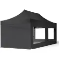 TOOLPORT 3x6 m stål, pop up partytelt, 4 sidepaneler, svart