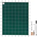 Vevor svømmebassengdeksel Bassengsikkerhetsdeksel 16x32FT rektangel Inground sikkerhetsbassengdeksel Grønt netting Solid bassengsikkerhetsdeksel for svømmebasseng vintersikkerhetsdeksel