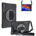 Mtp Products Samsung Galaxy Tab S7+/S8+ Heavy Duty 360 deksel med håndstropp - svart